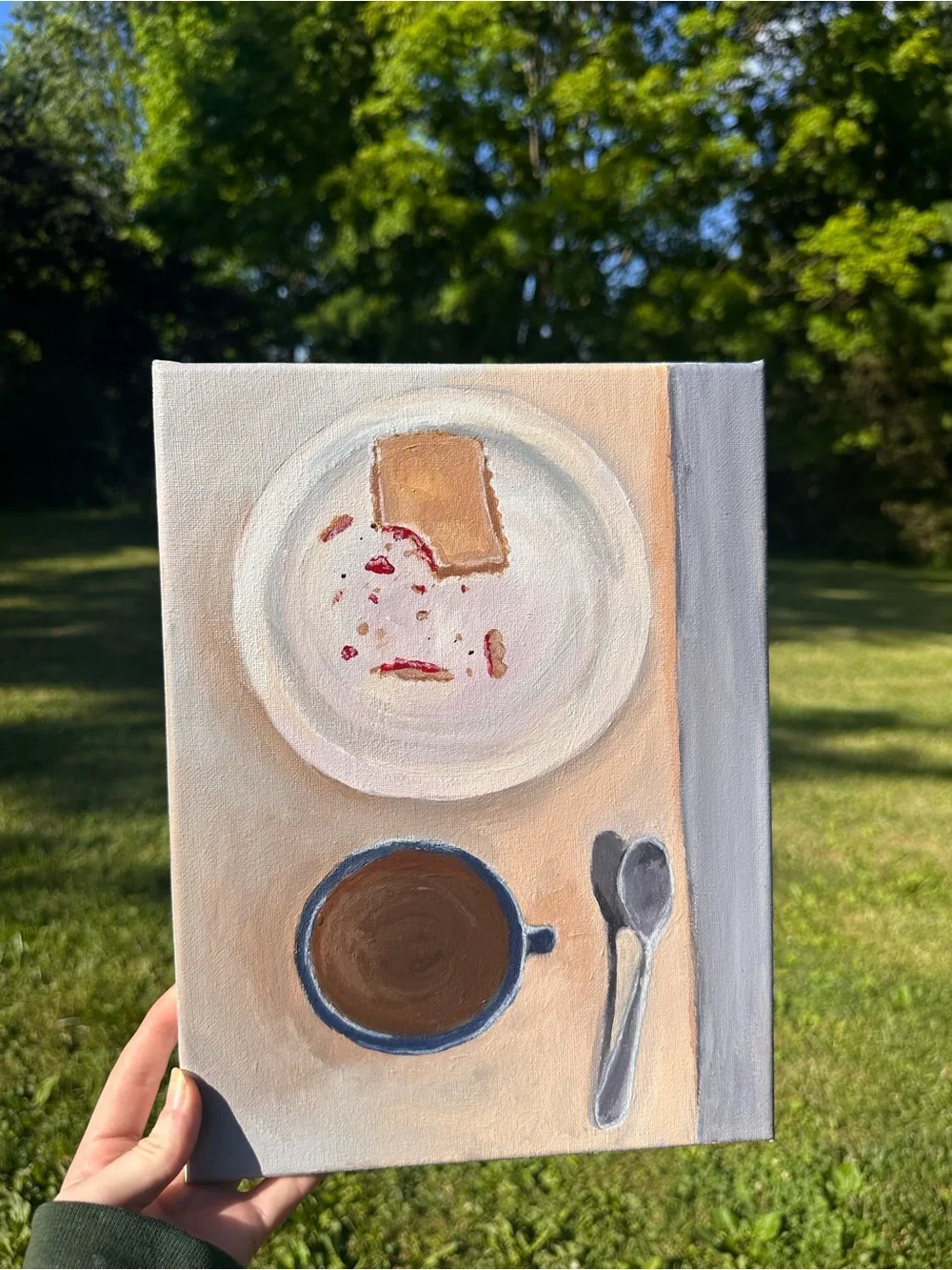 Hand-Painted Breakfast Still Life canvas painting - Neutral Tones